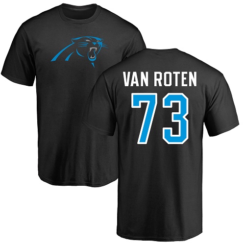 Carolina Panthers Men Black Greg Van Roten Name and Number Logo NFL Football #73 T Shirt